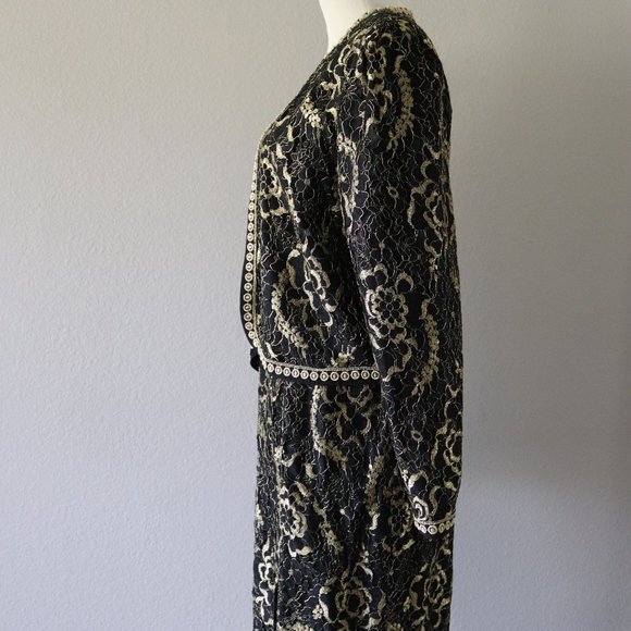 Diane Freis Gold and Black and Gold Lace Vintage Skirt Suit - Picture 4 of 9